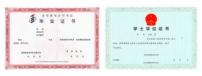 上海大学自考本科毕业证及学士学位证书样本